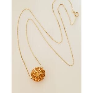 Vintage 14K Gold Citrine Cluster Ball Necklace